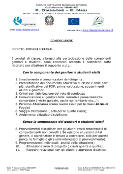Consigli di Classe dal 27/11 al 04/12 con la componente dei genitori
