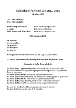 Calendario Parrocchiale 2014-2015