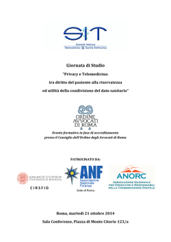 Programma Convegno Privacy e Telemedicina del 21.10