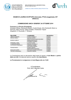 ESAMI DI LAUREA IN SPTUPA (triennale), PTUA (magistrale), SIT