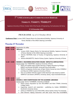 PROGRAMME (as of 15 October 2014) Thursday 27