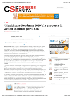 Healthcare Roadmap 2030&rdquo;- la proposta di Action Institute per il Ssn&rdquo;