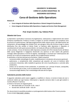 Corso di Gestione delle Operations - Università degli studi di Bergamo