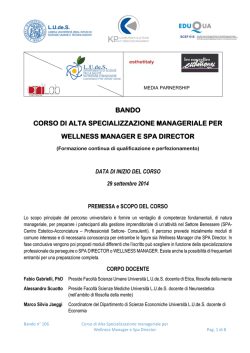 bando corso di alta specializzazione manageriale per wellness