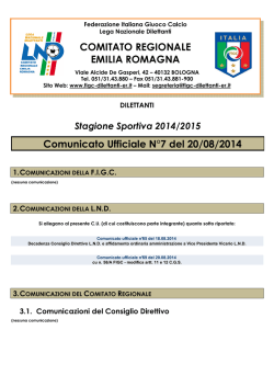 Comunicato Ufficiale N&deg;7 del 20/08/2014