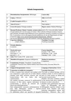 Bibliologia - Filologia Moderna