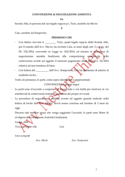 CONVENZIONE di NEGOZIAZIONE ASSISTITA