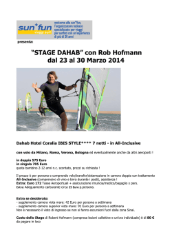 “STAGE DAHAB” con Rob Hofmann dal 23 al 30