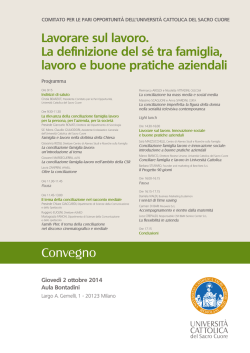 Convegno Lavorare sul lavoro. La definizione del s&eacute; tra famiglia