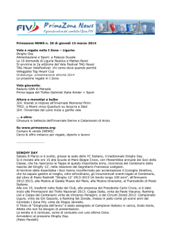 Primazona NEWS n. 20 di gioved&igrave; 13 marzo 2014 Vela e regate