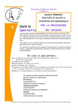 Scuola Primaria: sportello di ascolto e consulenza psicologica
