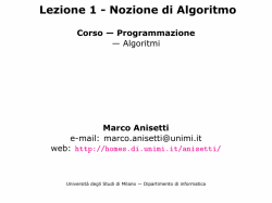 Nozione di Algoritmo - Home - Università degli Studi di Milano
