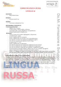 CORSO DI LINGUA RUSSA LIVELLO A1