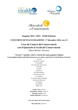 Mercoled&igrave; 17 dicembre 2014, ore 21