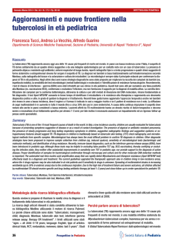 Aggiornamenti e nuove frontiere nella tubercolosi in età