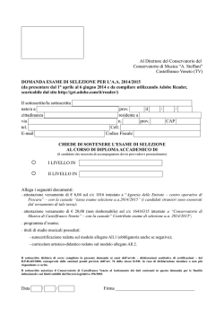 DOMANDA ESAME DI SELEZIONE - Conservatorio di Castelfranco