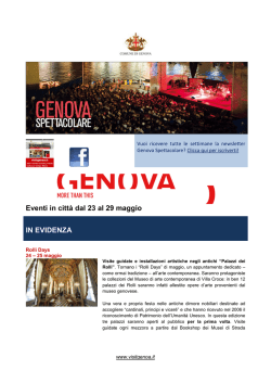 Eventi in citt&agrave; dal 23 al 29 maggio IN EVIDENZA