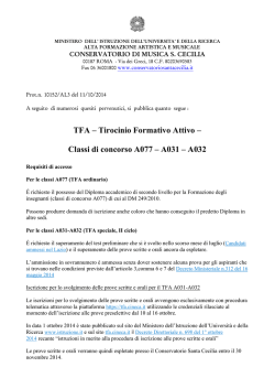 TFA &ndash; Tirocinio Formativo Attivo &ndash; Classi di concorso A077 &ndash; A031