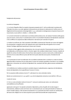 Corte di Cassazione 19 marzo 2014, n. 6319 Svolgimento del