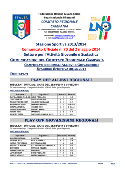 C.U. n. 70 L.N.D.-S.G.S. del 2.05.2014