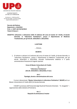 Bando - Universit&agrave; degli Studi del Piemonte Orientale