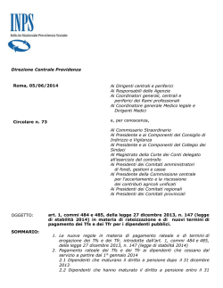 Circolare INPS n&deg; 73 del 05/06/2014