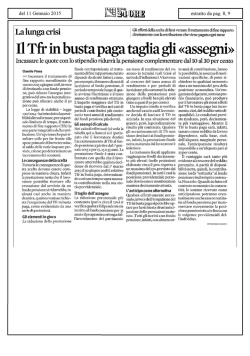 Il Tfr in busta paga taglia gli &laquo;assegni&raquo;