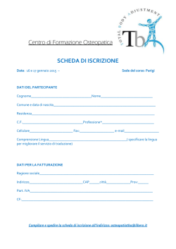 SCHEDA DI ISCRIZIONE Centro di Formazione Osteopatica