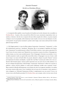 Scritti di Antonio Gramsci su Giordano Bruno