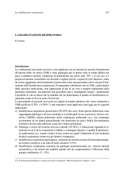 LA RIABILITAZIONE RESPIRATORIA Introduzione