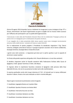 GARE ARTEMIDE - Associazione Artemide Caccia e Ambiente