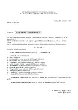 Calendario scolastico - Istituto Comprensivo Andora Laigueglia