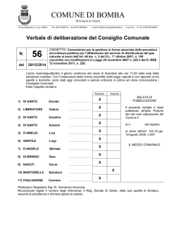 Deliberazione di Consiglio n. 56 del 29/12/2014. OGGETTO
