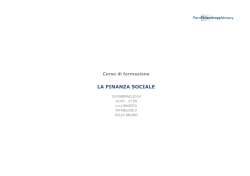 LA FINANZA SOCIALE - Pierri Philanthropy Advisory