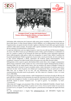 Convegno di studi "Lo sport alla Grande Guerra" Firenze, Istituto