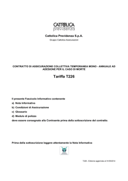 Fascicolo informativo Prodotto TCM