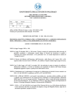 AREA RICERCA E SVILUPPO SETTORE FORMAZIONE PER LA