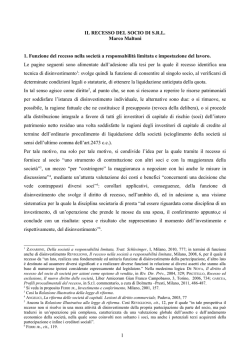 IL RECESSO DEL SOCIO DI S.R.L. 22 maggio 2014