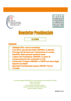 Newsletter previdenziale 2/2014 Dottori