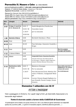 Avvisi dal 7 al 14 Settembre 2014