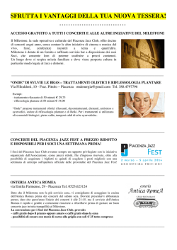 SFRUTTA I VANTAGGI DELLA TUA NUOVA TESSERA!