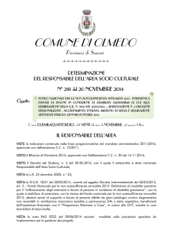 Determinazione n. 281 del 20.11.2014