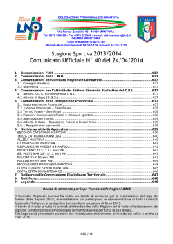 Comunicato Ufficiale N° 40 del 24/04/2014