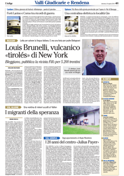 Louis Brunelli, vulcanico &laquo;tirol&eacute;s&raquo; di New York