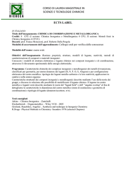 Chimica di Coordinazione e Metallorganica