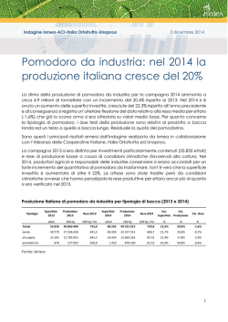 Pomodoro da industria: nel 2014 la produzione italiana cresce del
