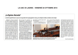 LA USC DI LADINS &ndash; VENERD&Igrave; 24 OTTOBRE 2014
