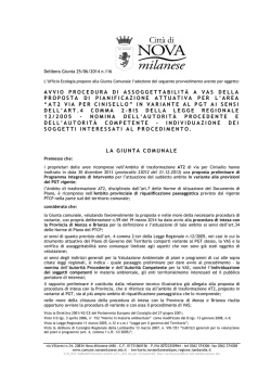 Avvio della procedura di assoggettabilit&agrave; a VAS