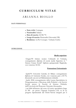 Curricula Biollo Arianna - Gazzetta Amministrativa