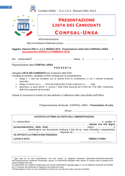 modulistica rsu 2015 - Federazione Confsal Unsa
